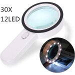Loupe de lecture loupe grossissante 12 led loupe 30x grande loupe de poche lumineuse pour bijoutier horloger ...