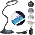 Loupe rechargeable 5x avec lumi�re et support mains libres noir lampe a poser