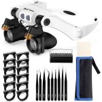 Loupe serre - tte avec lumire led loupe mains libres avec 2 lumires led lentille interchangeable 3x ...