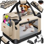 Lovpet caisse de transport pliable avec cuelle - chiens et chats - beige - xxl