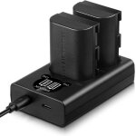 Lp - e6 batterie de rechange 2 paquets et chargeur intelligent led usb pour canon lp - e6lp - e6n and ...
