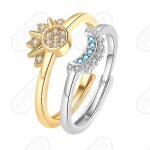 Lsc ensemble de bague 2pcs astronomique de lune de soleil bague de lune soleil tincelante promesse damiti ...