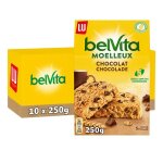 Lu - 10 botes de 5 sachets de belvita - biscuits petit djeuner moelleux aux ppites de chocolat - (10x250g) ...