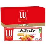 Lu - 16 botes de 4 sachets de la paille dor - biscuits gaufrettes fourres aux framboises - (16x170g) ...
