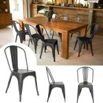 Luxs lot de 4 chaise noir avec dossier 41cm en mtal pour salle  manger bistrot style moderne h76cm