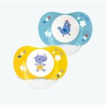 Luc et l�a duo de sucettes anatomiques 6 - 18 mois (rhinoc�ros et coq)