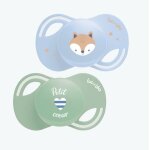 Luc et lea - ttines - renard et coeur - 2 sucettes anatomiques - extra - slim - de 0  6 mois