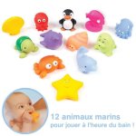 Ludi - 12 animaux marins en plastique pour jouer dans le bain. ds 6 mois. animaux arroseurs rigolos. ...