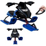 Luge enfant snowracer en acier volant frein sige en pu corde de remorquage auto - rtractable noir + ...