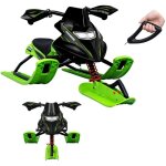 Luge enfant snowracer en acier volant frein siège en pu corde de remorquage auto - rétractable noir + ... Luge enfant snowracer en acier volant frein siège en pu corde de remorquage auto - rétractable noir + ...