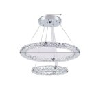 Luminaires de anneaux en cristal led suspendus d�coration �l�gante pour salons et salles � manger 2bagues ...