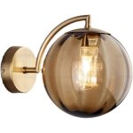 Luminaire mural avec globe en verre ambr� - ulisem - support dor� lampe de chevet et applique murale ...