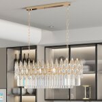 Plafonnier led - cristal doré - 80x27cm - 6 ampoules e14 - 3 températures de couleur - design Élégant ... Plafonnier led - cristal doré - 80x27cm - 6 ampoules e14 - 3 températures de couleur - design Élégant ...