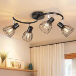 Luminaire plafonnier led orientable 4 spot noir - rampe de spots applique murale chambre sans ampoule ...