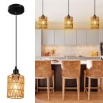 Luminaires suspendus en rotin rglable naturel lustre tissage vintage luminaire suspendu pour salle chambre ...