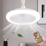 Luminaire ventilateur plafonnier de plafond - e27 � led lustre silencieux avec t�l�commande ventilo - ...