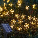 Lumineuse exterieur solaire - 12m 100led - fleurs de cerisier lumi�res - 8 modes �tanche lampe solaire ...