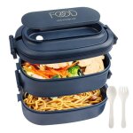 Lunch box - 1550 ml 2 niveaux 3 compartiments - bote lunch adulte - bote bento avec couverts compatible ...