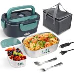 Lunch box chauffante60w 1. 5l gamelle chauffante 2 en 1 boite chauffante repas pour voiture camion maison ...