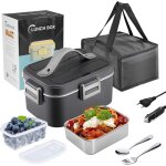 Lunch box chauffante 75w 1. 8l gamelle chauffante 12v / 24v / 220v boite chauffante repas portable avec ...