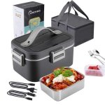 Lunch box chauffante �lectrique pour voiture camion bureau travail 220v + 12v acier inoxydable 1. 8l ...