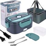 Lunch box chauffante gamelle 80w 1. 5l boite repas allume cigare electrique 12v / 24v / 220v camion tuperwear ...