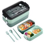 Lunch box enfant - 1400ml botes bento - avec 3 compartiments et couverts - sans bpa - pour bureau cole ...