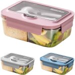 Lunch box micro ondable 1400ml boite repas avec 3 compartiments et couverts boite à lunch pour pique ... Lunch box micro ondable 1400ml boite repas avec 3 compartiments et couverts boite à lunch pour pique ...