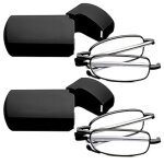 Lunettes de lecture 2 paires lunettes de lecture compactes et pliables unisexes noir et bronze pour tui ...