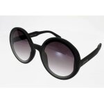Lunettes de soleil femme okkia sun mod�le 014 monica noire mat de forme ronde r�tro tendance dessin�e ...