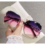 Lunette de soleil femme tendance protection solaire verre strass violet acier inoxydable