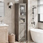 Lunsy armoire de salle de bain colonne avec tiroir vitr�es �tag�res r�glables compartiments 40 x 31 x ...
