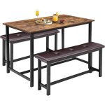 Lunsy ensemble table  manger 113 x 70 x 75 cm et 2 bancs 97 x 30 x 50 cm cadre en acier table de cuisine ...
