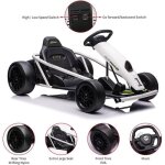 Lunsy - kart �lectrique pour enfant 24v - 8km / h pour enfants de 8 � 12 ans - blanc