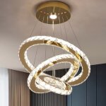 Lustre anneau en cristal led plafonnier pendentif living room kitchen 58w