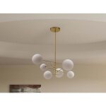Lustre asymtrique en mtal - 6 globes - l. 72 x h. 116 cm - dor brillant - nakina