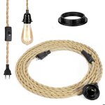 Lustre en corde douille rtro e27 avec fil lectrique de 45 mtres et interrupteur pour lampe suspendue ...