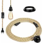 Lustre corde r�tro e27 : fil �lectrique 46m + interrupteur suspension corde (ampoule non incluse) douille ...