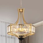 Lustre en cristal �l�gant 5 lumi�res - suspension plafond avec verre taill� pour salle � manger (douille ...