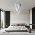 Lustre cristal k9 lustre led moderne salon plafonnier t�l�commande dimmable