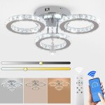 Lustre en cristal led lustre en cristal  3 anneaux luminaire encastr avec tlcommande
