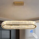 Lustre cristal led à intensité variable suspension dorée plafonnier télécommande Lustre cristal led à intensité variable suspension dorée plafonnier télécommande