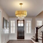 Lustres en cristal modernes en or 3 niveaux k9 luminaire rond en cristal petits lustres en or plafonnier ...