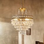 Lustres en cristal plafonnier dor� moderne luminaires suspendus ronds double usage pour salle � manger ...