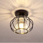 Lustre � cristaux plafonnier semi - encastr� petit luminaire pour couloir salle � manger salon (noir) ...