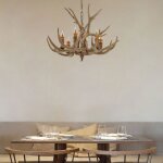 Lustre int�rieur - lampe � bois de cerf - avec six bois - lustre d�coratif pour la maison - lampe de ...