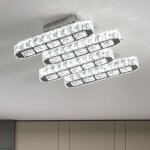 Le lustre à led avec cristal - 48w 3 barres de teinte - le lustre de cuisine salle à manger et salon Le lustre à led avec cristal - 48w 3 barres de teinte - le lustre de cuisine salle à manger et salon
