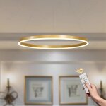 Lustre led moderne cercle or anneaux 40cm=23w �clairage suspendu led t�l�commande intensit� variable ...