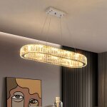 Lustre led ovale en cristal avec variateur de lumire lampe pendante cuisine tlcommande