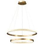 Lustre led zing ring double 80 a 80 cm deux anneaux laiton dor�